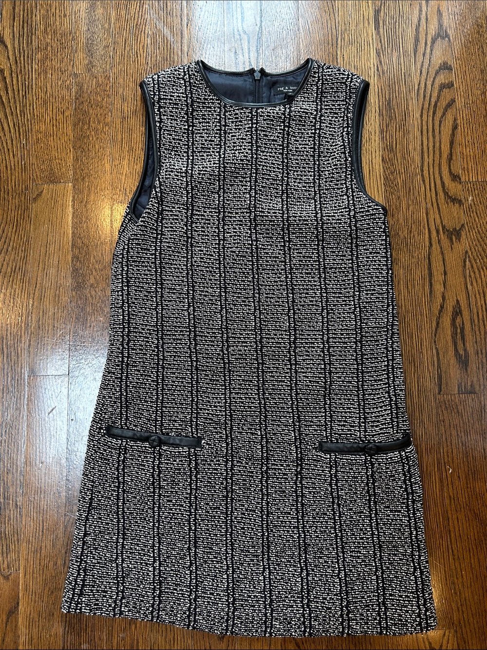 rag & bone Black and White Textured Shift Dress